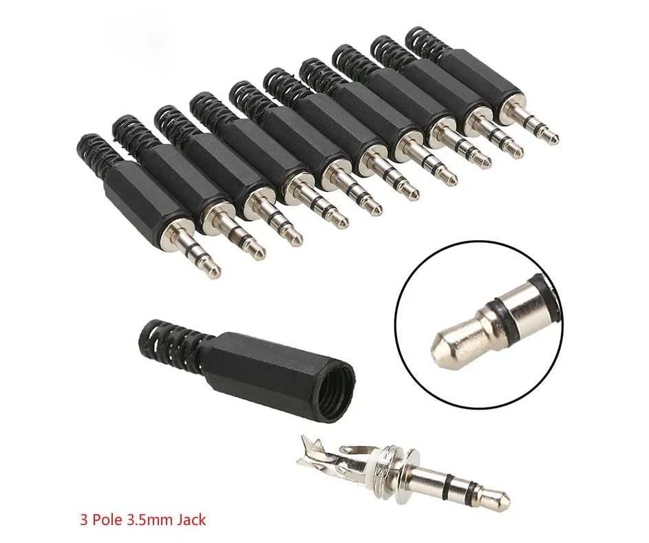 CentIoT - 3.5mm Male Audio Jack Solder Plug Connector - for DIY Headset Earphone Cable Extension - Pack of 10