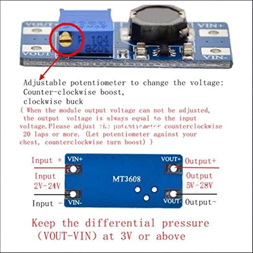 CentIoT® - DC-DC MT3608 Adjustable Boost Module 2A Boost Plate Step Up Module - boost 2V-24V to 5V 9V 12V 28V 5V-28V