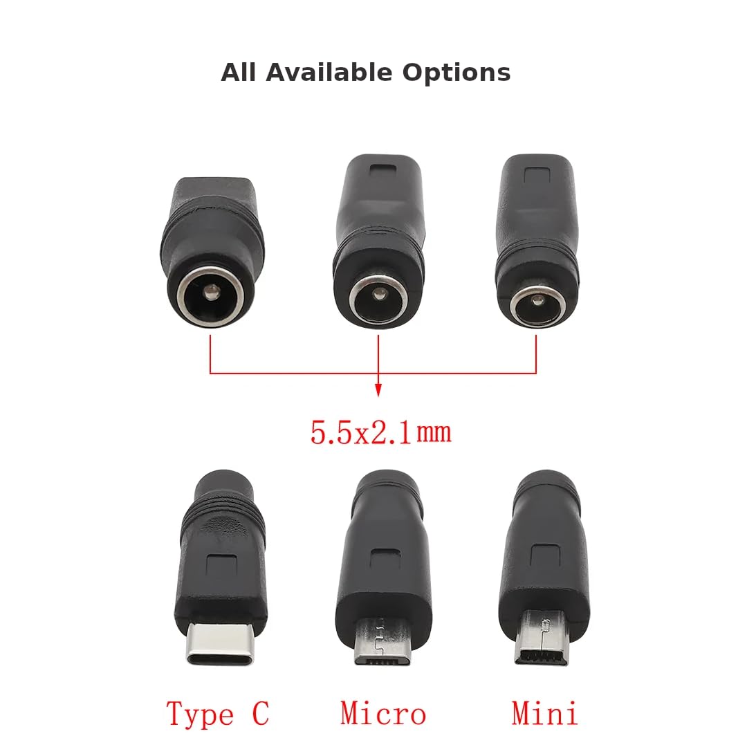 DC Male Jack Socket 5.5 * 2.1mm 2Pin to USB Power Adapter Converter Connector