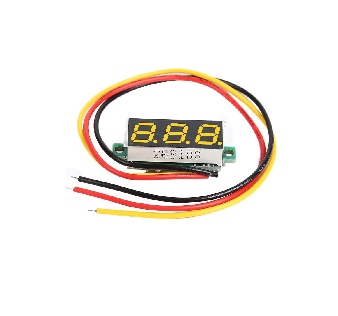 CentIoT - Mini Digital Voltmeter 0.28inch LED Display - 0-100V DC Three Wire (Yellow)