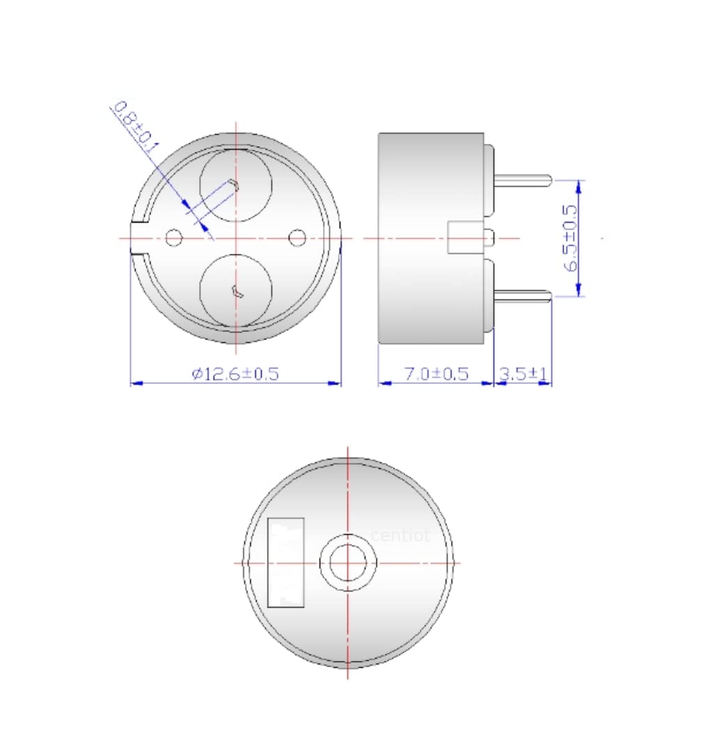 CentIoT - 5PCS Passive Buzzer Tone Melody Tune Alarm - 12MM*8.5MM 12085 16R Resistance 3V 5V 9V 12V