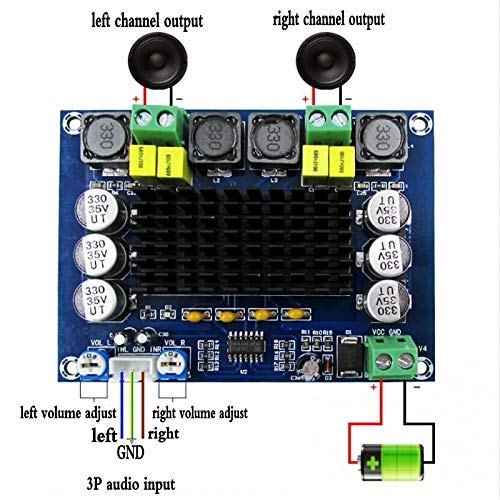 CentIoT - TPA3116D2 2 x 120W 12 - 26V - Dual channel stereo mini Class D Digital Audio Power Amplifier Board