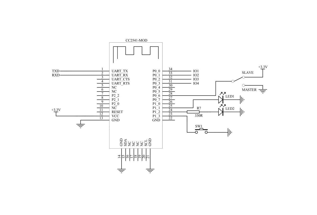 CentIoT - AT-09 CC2540 CC2541 - Wireless BLE 4.0 Bluetooth Serial Port Module - Without baseplate