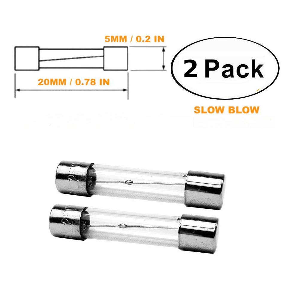 CentIoT® - 5 x 20MM - Slow Blow Time delay Insurance - Glass Tube Fuse 250V - 2 PCS