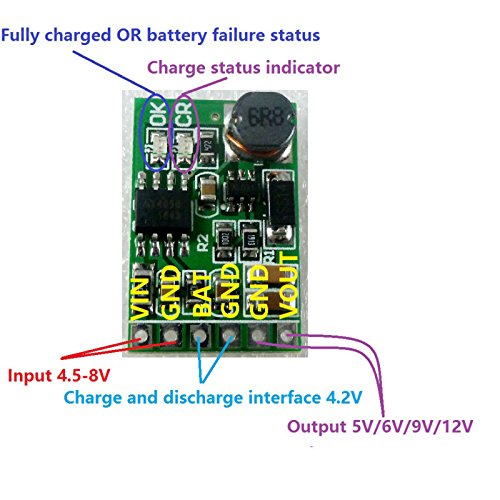 CentIoT - DD05CVSA 3.7V 4.2V Charger & Discharger Board DC DC Converter Boost Module for UPS Mobile Power 18650 Lithium Battery