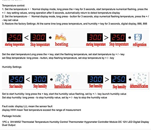 CentIoT - XH-M452 DC 12V 10A Digital LED Dual Output Temperature and Humidity Controller Module with SHT20 Sensor