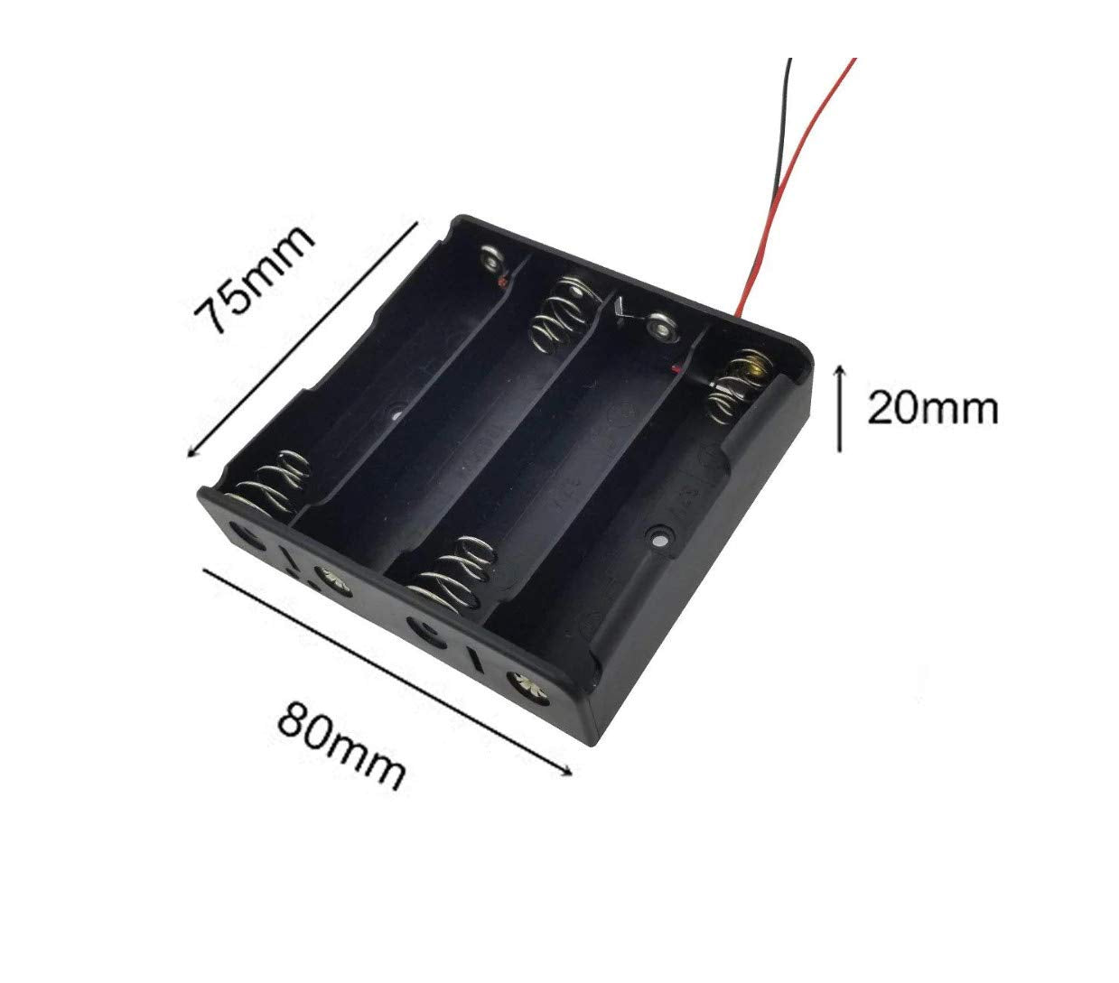 CentIoT - 4S x 18650 Four Cell in Series Lithium Battery Holder - for 16.8V li-ion Plastic case with Lead Wire Hard pin Spring Retention - 1PCS Black