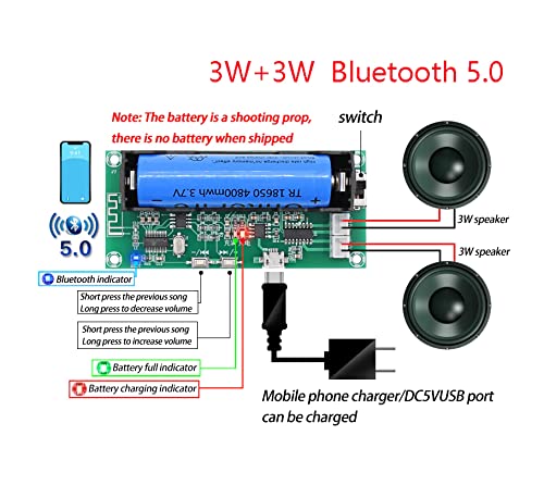 CentIoT - XH-A152 TF Card MP3 Decoder With 18650 Battery Socket - PAM8403 Amplifier Board 2 x 5W