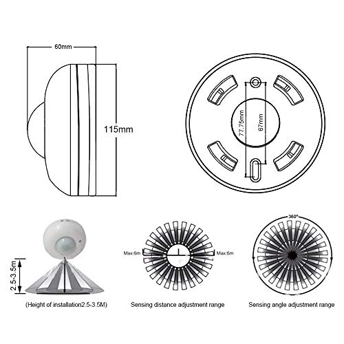 CentIoT - Smart Automatic Switch 220V PIR Infrared Motion Detection Sensor - Light Sensitive on Off Switch - Ceiling Mount