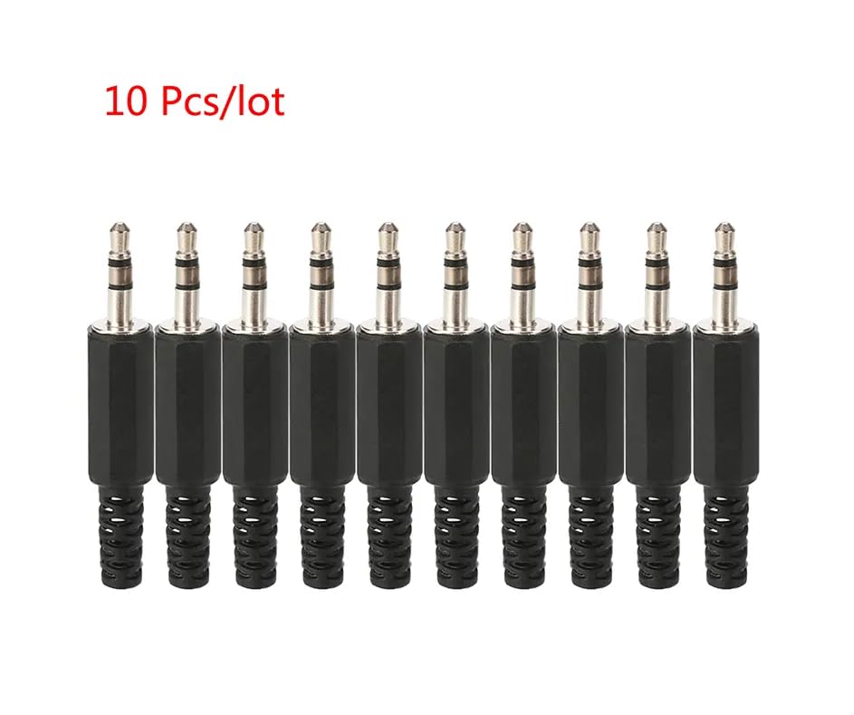 CentIoT - 3.5mm Male Audio Jack Solder Plug Connector - for DIY Headset Earphone Cable Extension - Pack of 10