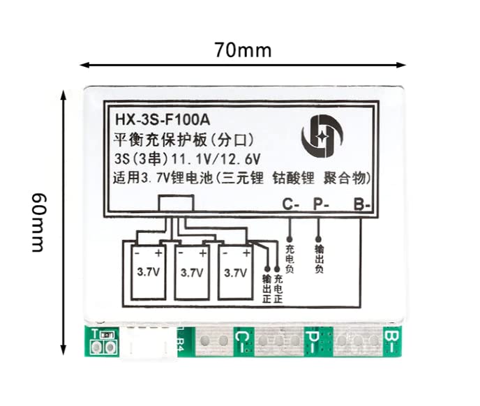 CentIoT - 3S 100A 12.6V BMS Battery Charging Module PCB BMS Protection Board For 3 Series lithium LicoO2 Limn2O4 18650 battery - with Balance - suitable for UPS Inverter telecom Battery Box