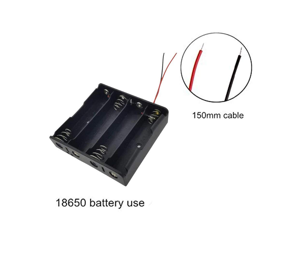 CentIoT - 4S x 18650 Four Cell in Series Lithium Battery Holder - for 16.8V li-ion Plastic case with Lead Wire Hard pin Spring Retention - 1PCS Black