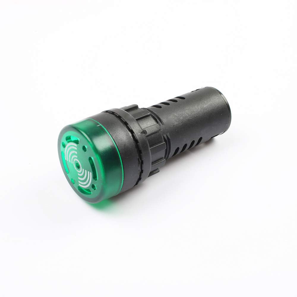 CentIoT - AD16-22SM - LED Active Buzzer Beep Alarm - Flash Signal Indicator Light - AC DC 22mm (24V, Green)