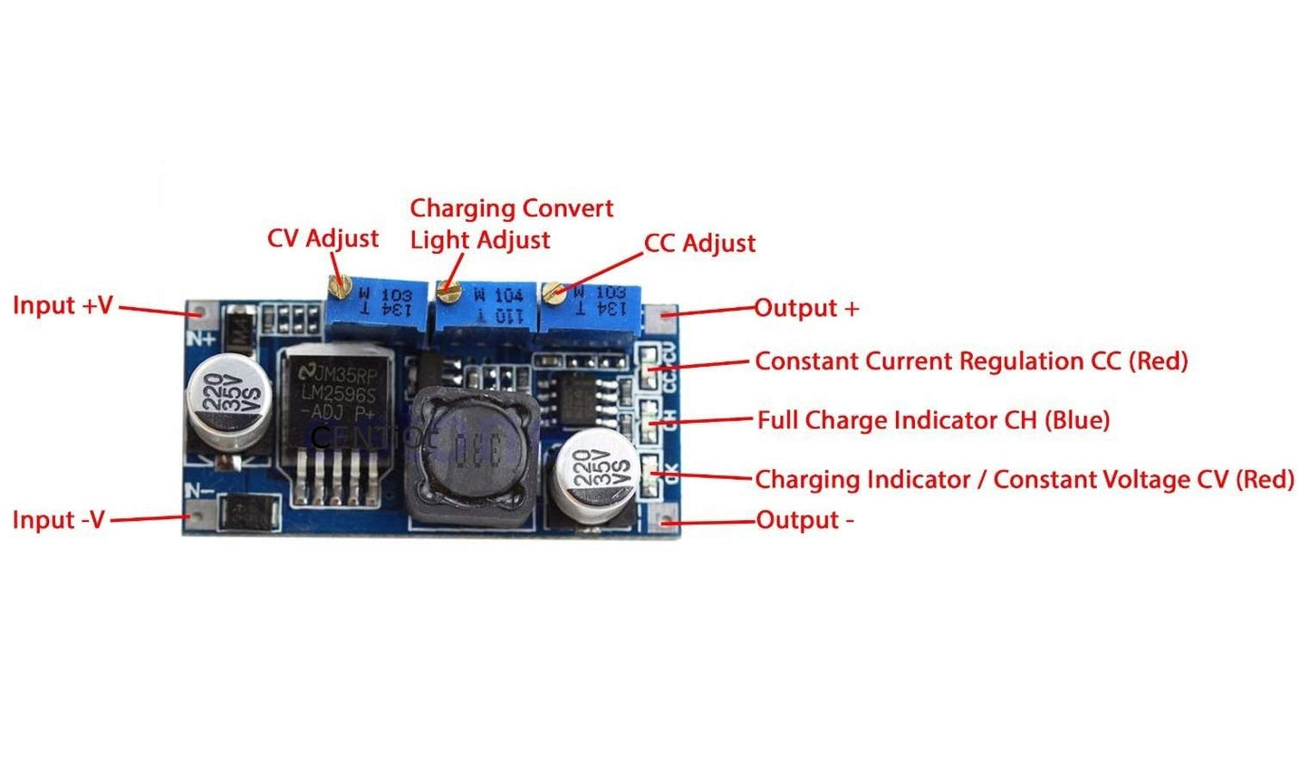 CentIoT - Buck Converter - LM2596S CC CV 3A 7V-35V to 1.25V-30V DC-DC Adjustable Step down Power Supply Module