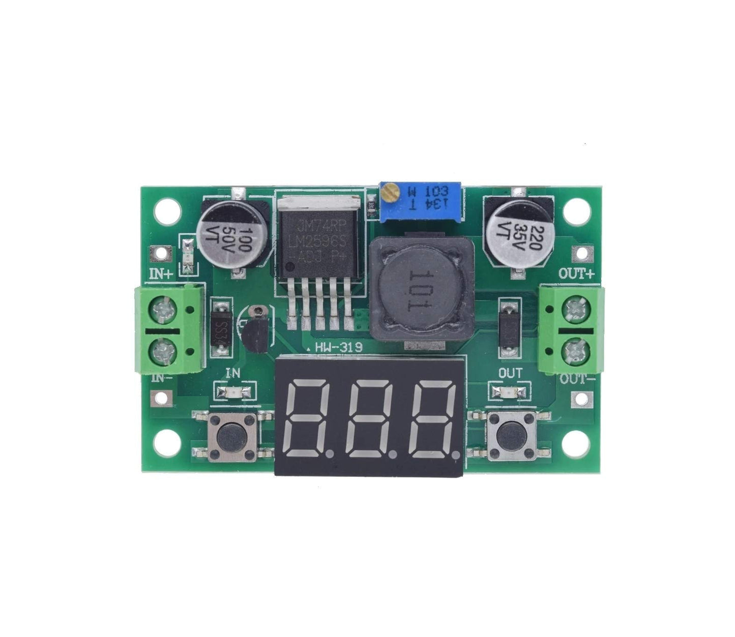 CentIoT - LM2596 LM2596S DC-DC Adjustable Buck Step Down Power Supply Module - with LED Voltmeter Digital Display (Green)