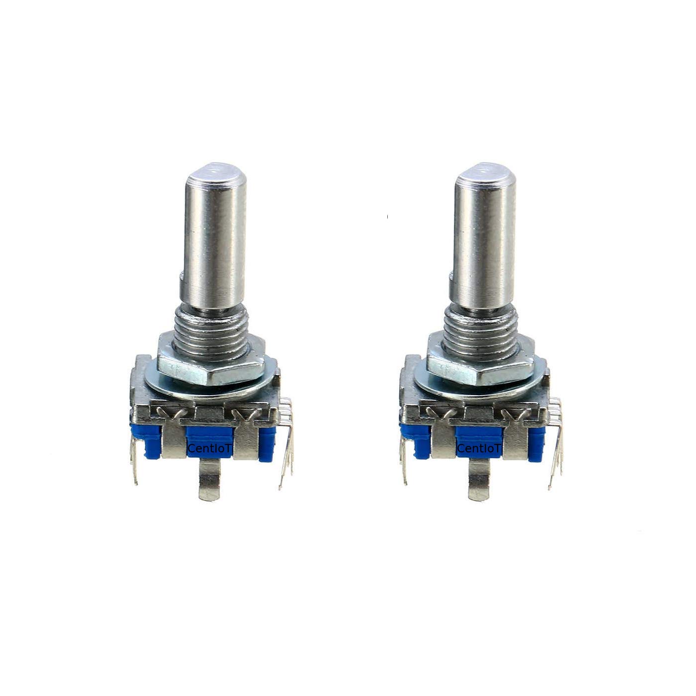 CentIoT - EC11 10K Rotary Encoder - Digital Potentiometer Coding Volume Control with switch - 5 Pin 15mm Half handle (2PCS)