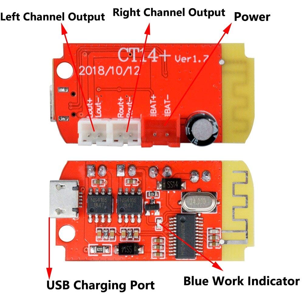 CentIoT - CT14+ 2 x 5W BT4.2 - Bluetooth Stereo 2 channel mini Class D Digital Audio Power Amplifier Board