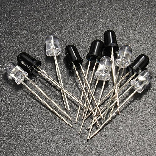 CentIoT - 10PCs 850NM 5 Pairs 5mm Universal LED IR Infrared Emitter Emission and Receiver Diode 5MM diodes IR lamp