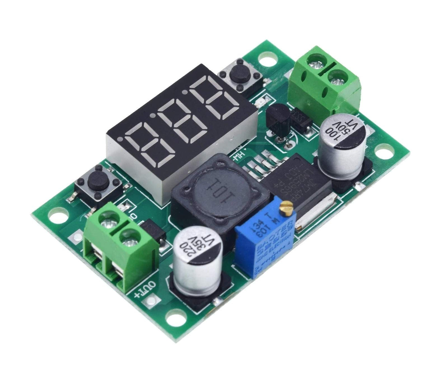 CentIoT - LM2596 LM2596S DC-DC Adjustable Buck Step Down Power Supply Module - with LED Voltmeter Digital Display (Green)