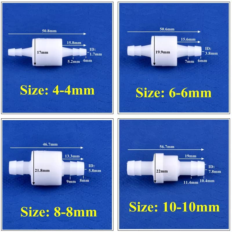 CentIoT - One-Way Non-Return inline check valve - plastic White - for Water fuel gas liquid