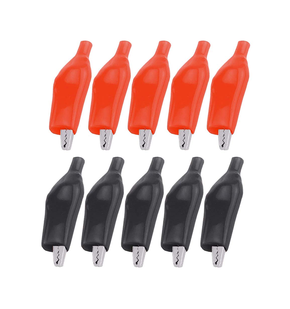 CentIoT - 45 MM Alligator Clip Medium size Crocodile clips test leads - 10PCS 5 Red + 5 Black (Soft handle)