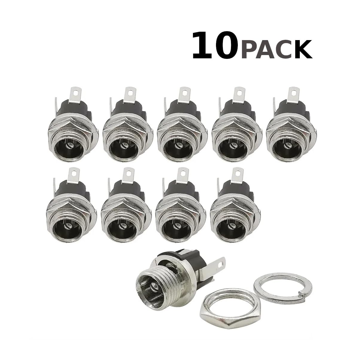 CentIoT - DC Power Jack Socket Full Metal Panel Mount - 3PIN 30V 5A 10PCS