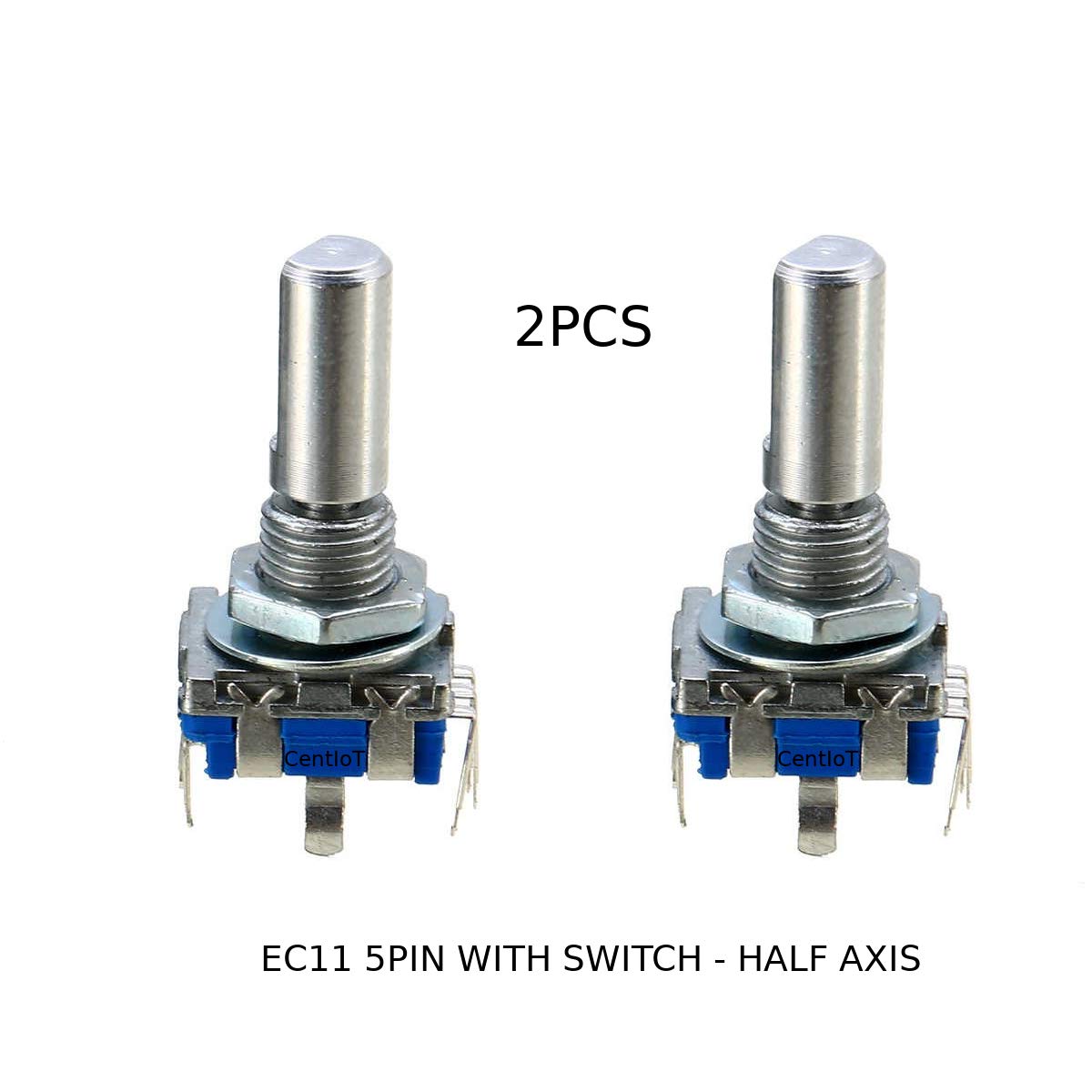 CentIoT - EC11 10K Rotary Encoder - Digital Potentiometer Coding Volume Control with switch - 5 Pin 15mm Half handle (2PCS)