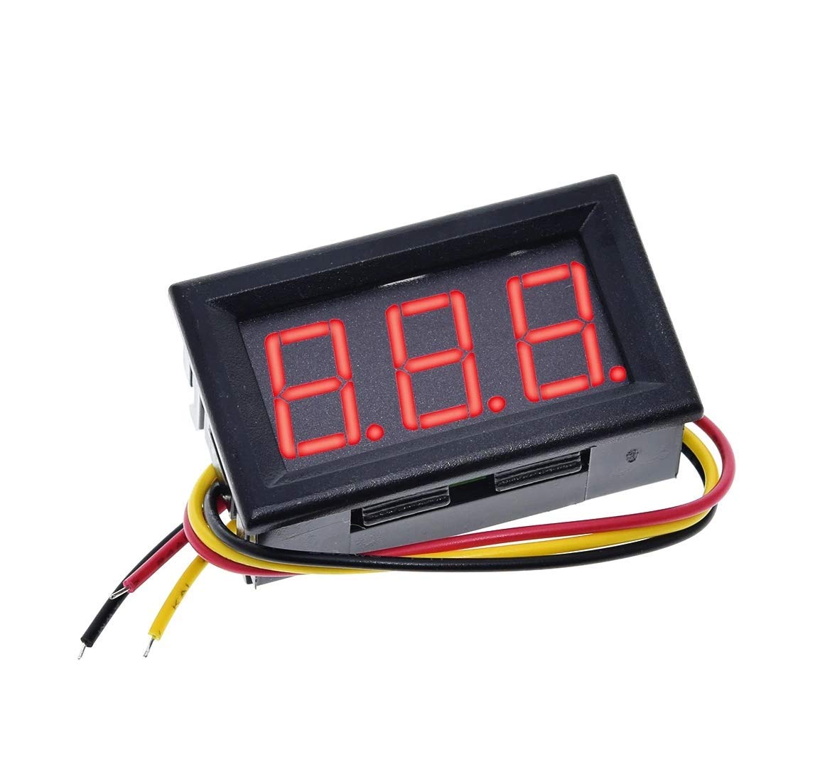 CentIoT - DC 0-100V 0.56 inch 3 wire Panel Voltmeter Tester with Shell (Red 100V 3 Wire)