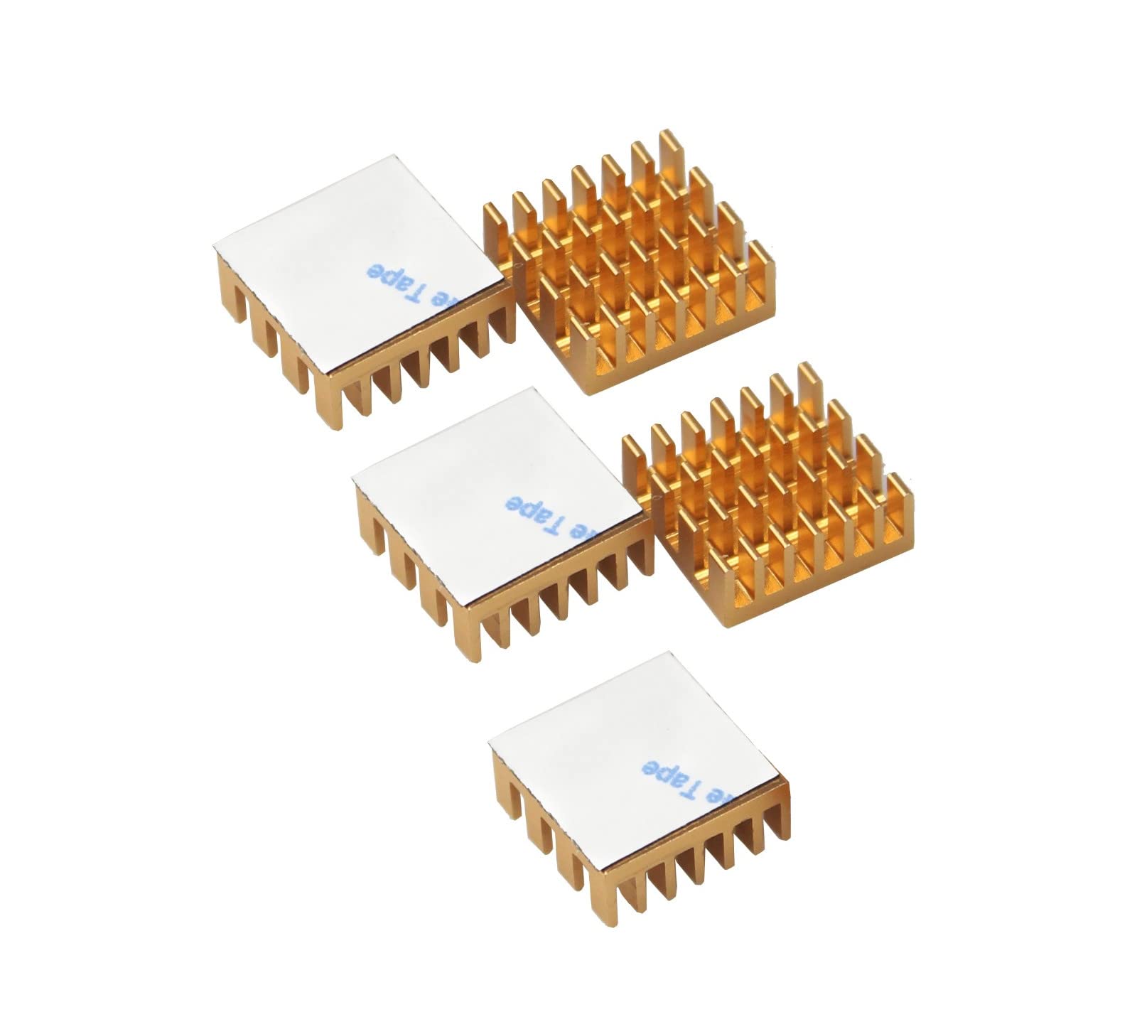 CentIoT - 5PCS 14 x 14 x 6mm Aluminium Heatsink (Cross Cut Fin with 3M, Gold Anodised)