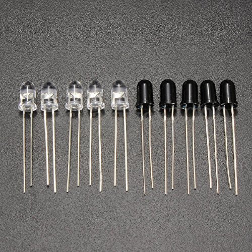 CentIoT - 10PCs 850NM 5 Pairs 5mm Universal LED IR Infrared Emitter Emission and Receiver Diode 5MM diodes IR lamp