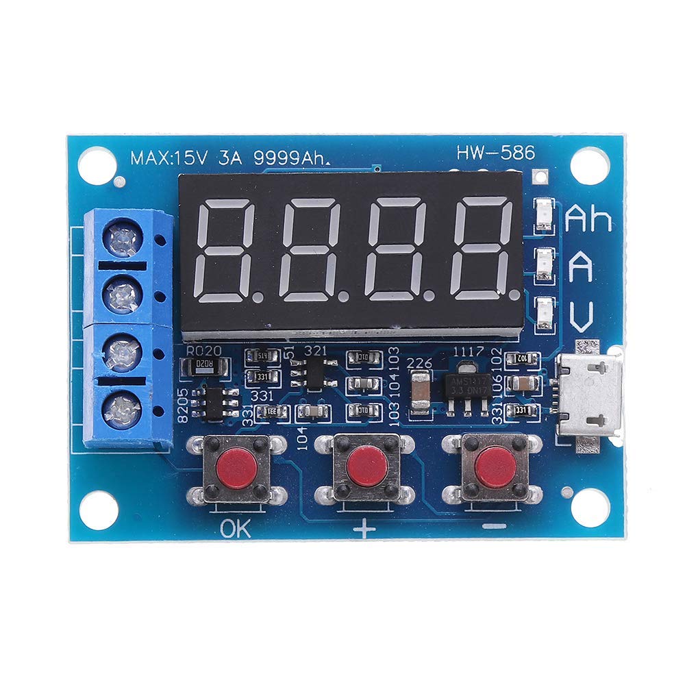 CentIoT - HW-586 1.2v-12v 18650 Li-ion Lithium Lead-acid Battery Capacity + Resistance Discharge Tester Capacity load Meter (9999Ah)