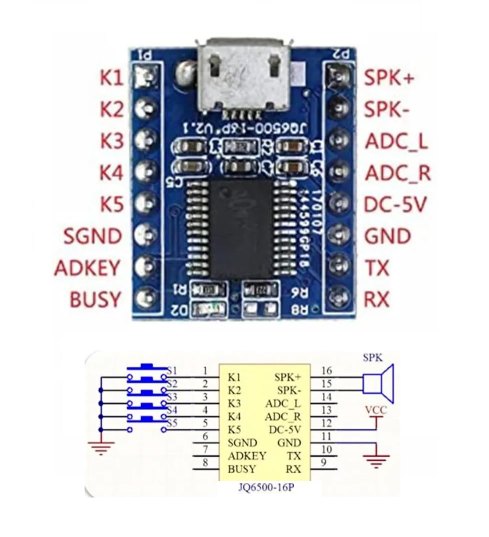 CentIoT - MP3 Decoder voice recording module - JQ6500 16M Micro USB