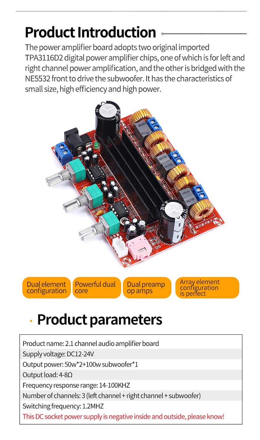 CentIoT - XH-M139 TPA3116D2 2.1 Channel High Fidelity Digital Power Amplifier Board 2X50W+100W