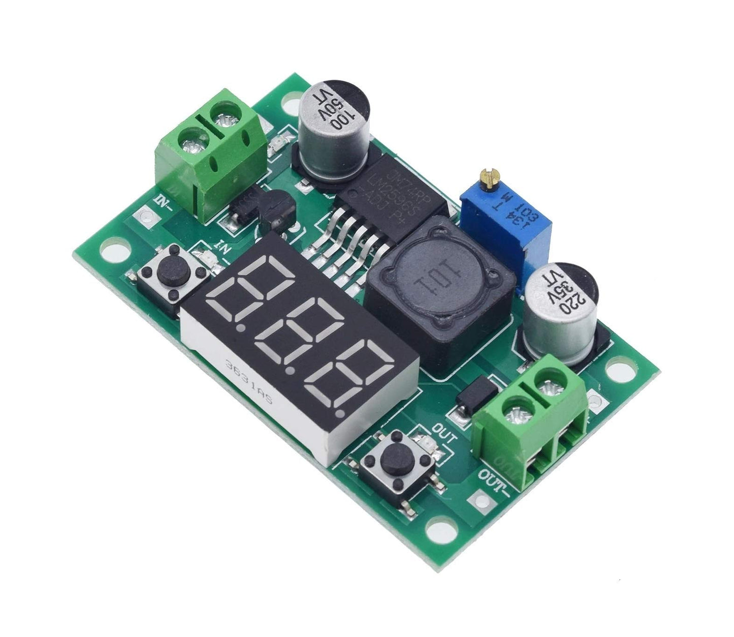 CentIoT - LM2596 LM2596S DC-DC Adjustable Buck Step Down Power Supply Module - with LED Voltmeter Digital Display (Green)